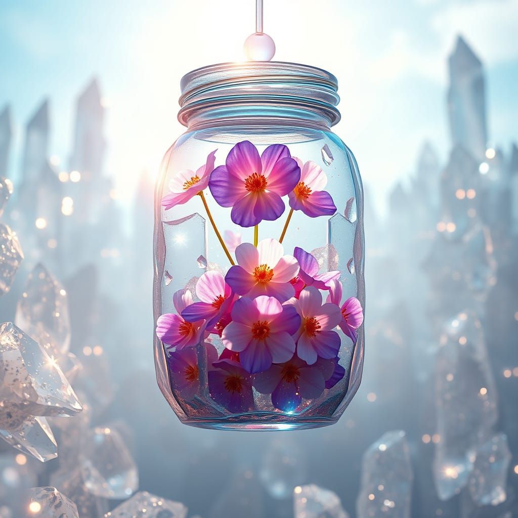 Surreal Floral Wonders in a Crystal Realm