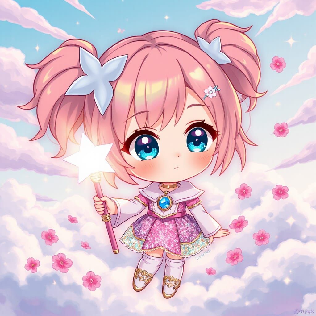 Dreamy Magical Girl in Pastel Paradise