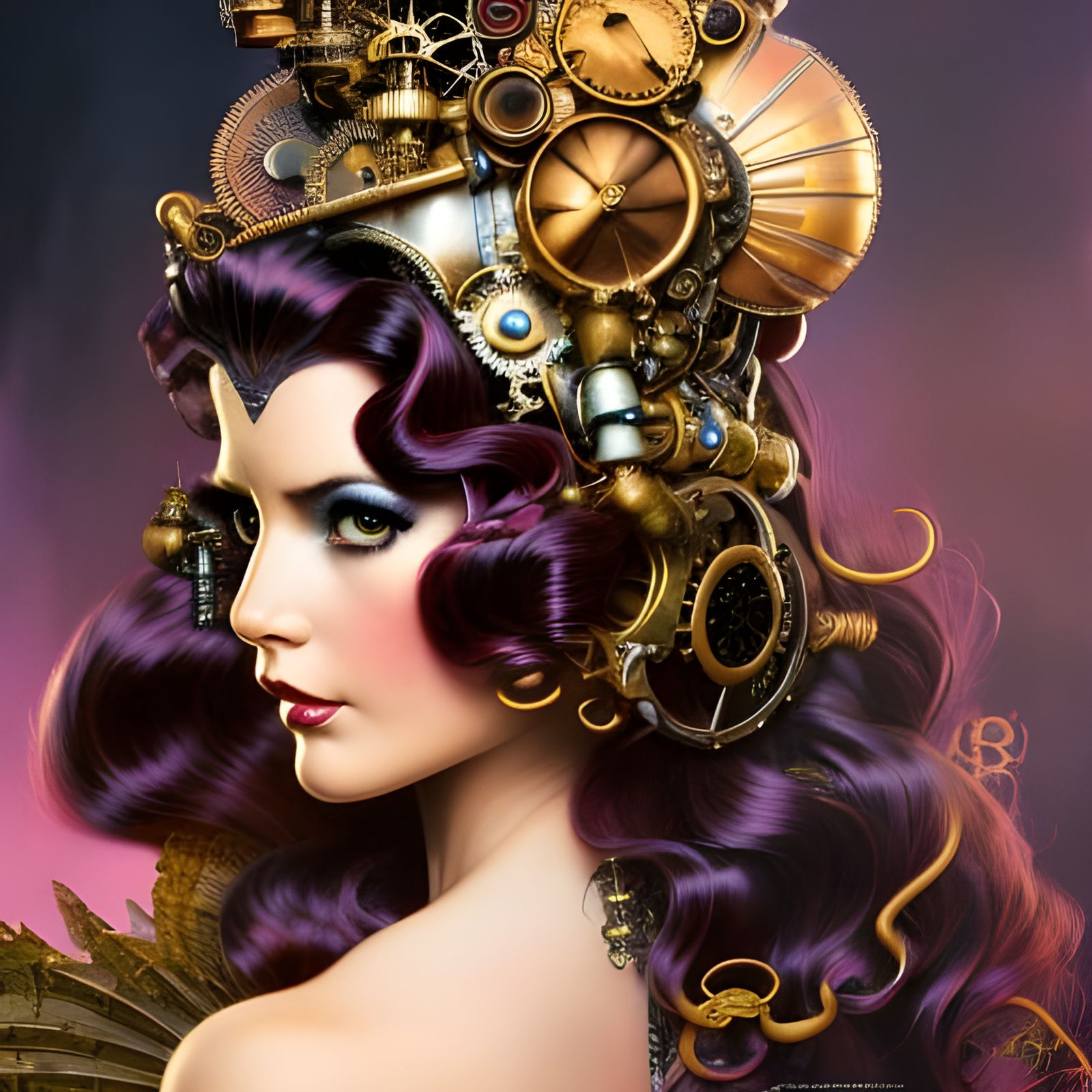 Steampunk Princess Belle with 1970s Hair in 8K