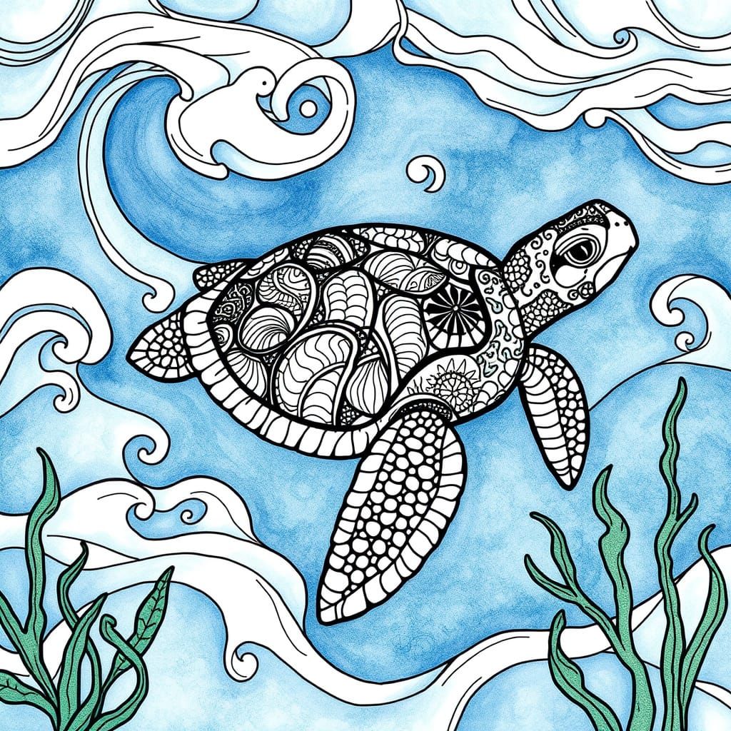 zentangle sea turtle