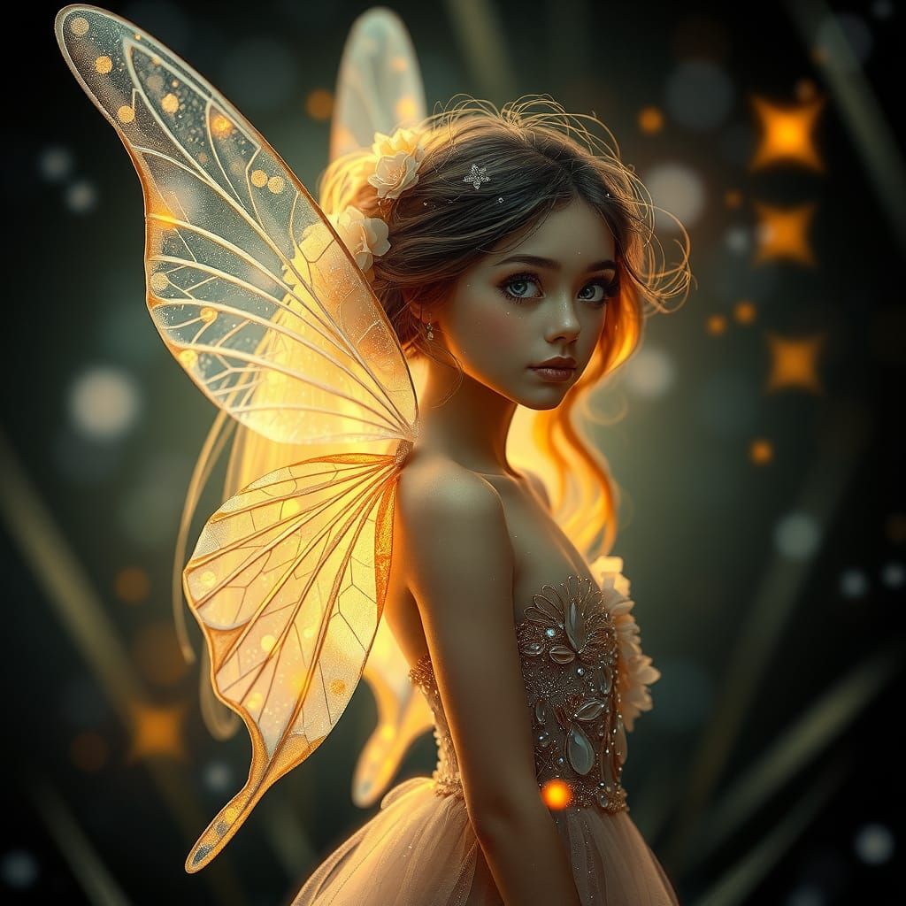 Ethereal Fairy Portrait in Pointillist Style