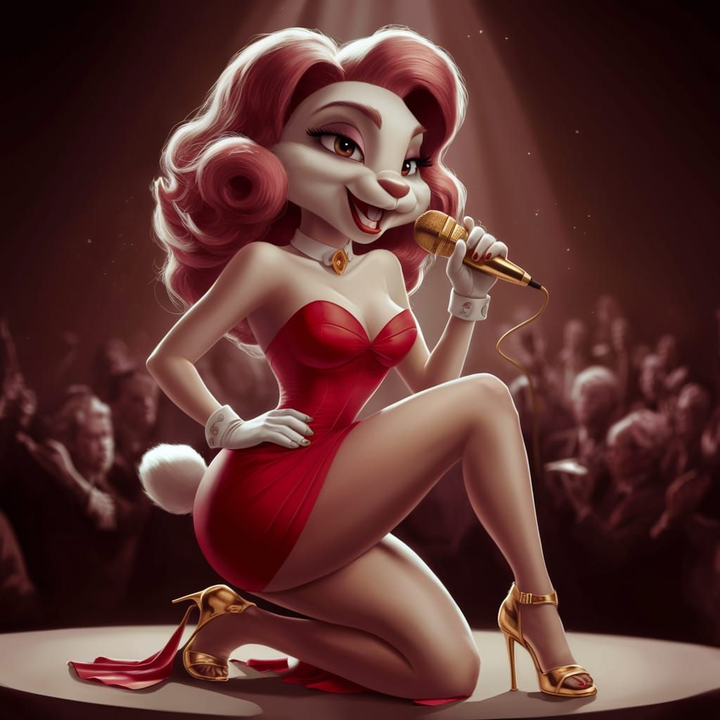 Jessica Rabbit Illustration in Old Hollywood Style