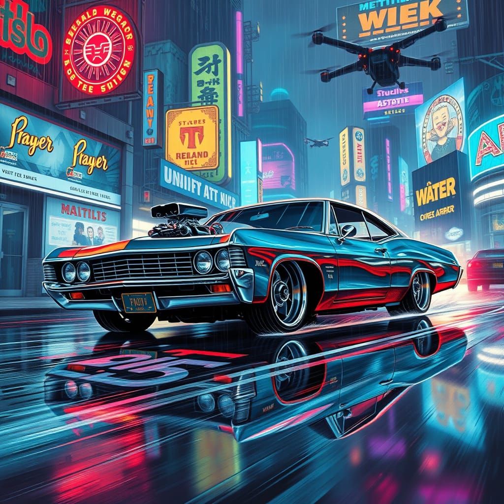 A heavily modified, chrome-plated 1967 Chevrolet Impala hurt...