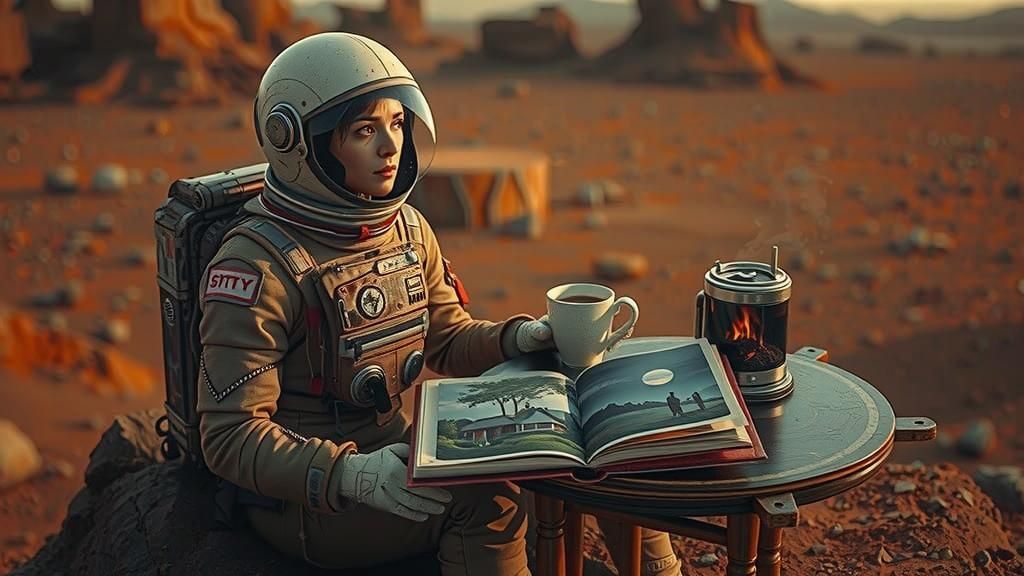 Nostalgic Astronaut on Mars Remembering Home