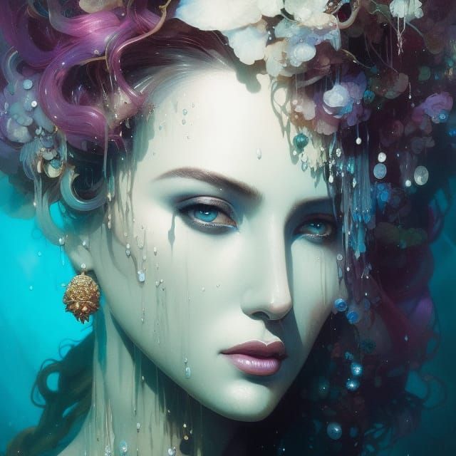 Underwater Ink Portrait in Splash Art Style