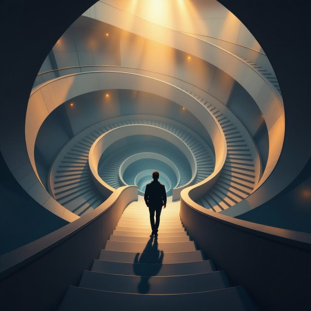 Endless Spiral Staircase: A Symbol of Life's Cycles