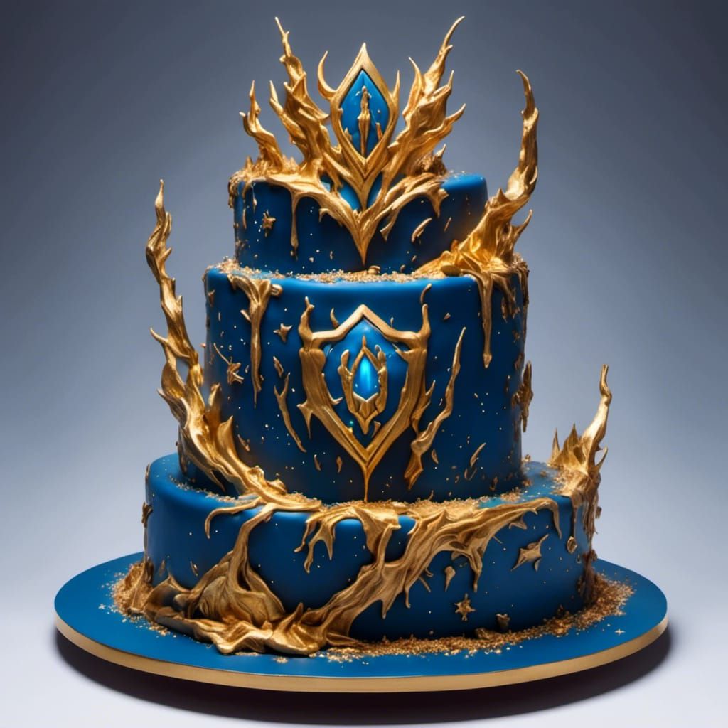 Stormwind Cake: Gold and Blue Symmetry