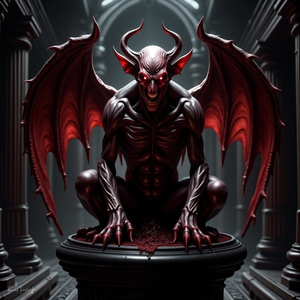 Demonic Creature Ready to Fly, Digital Illustration