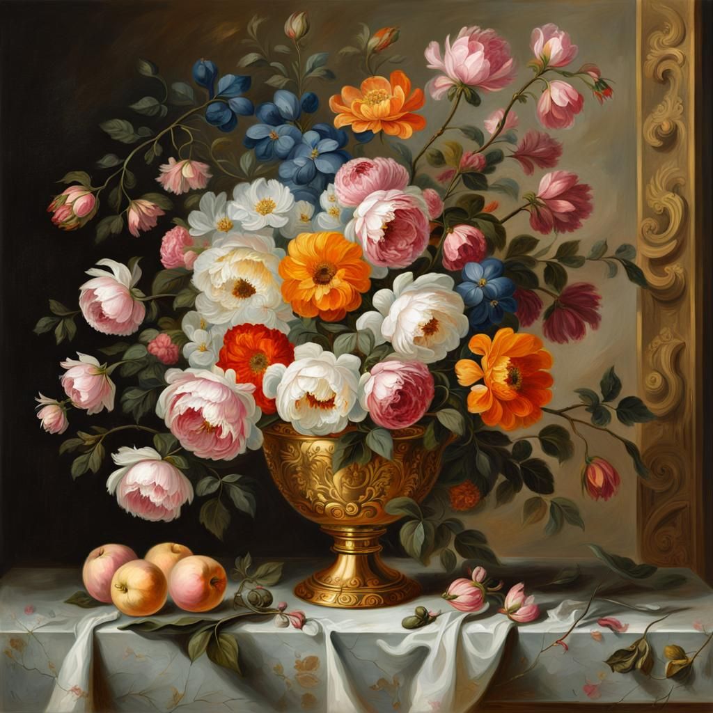 Floral Still Life in Dutch Golden Age Style