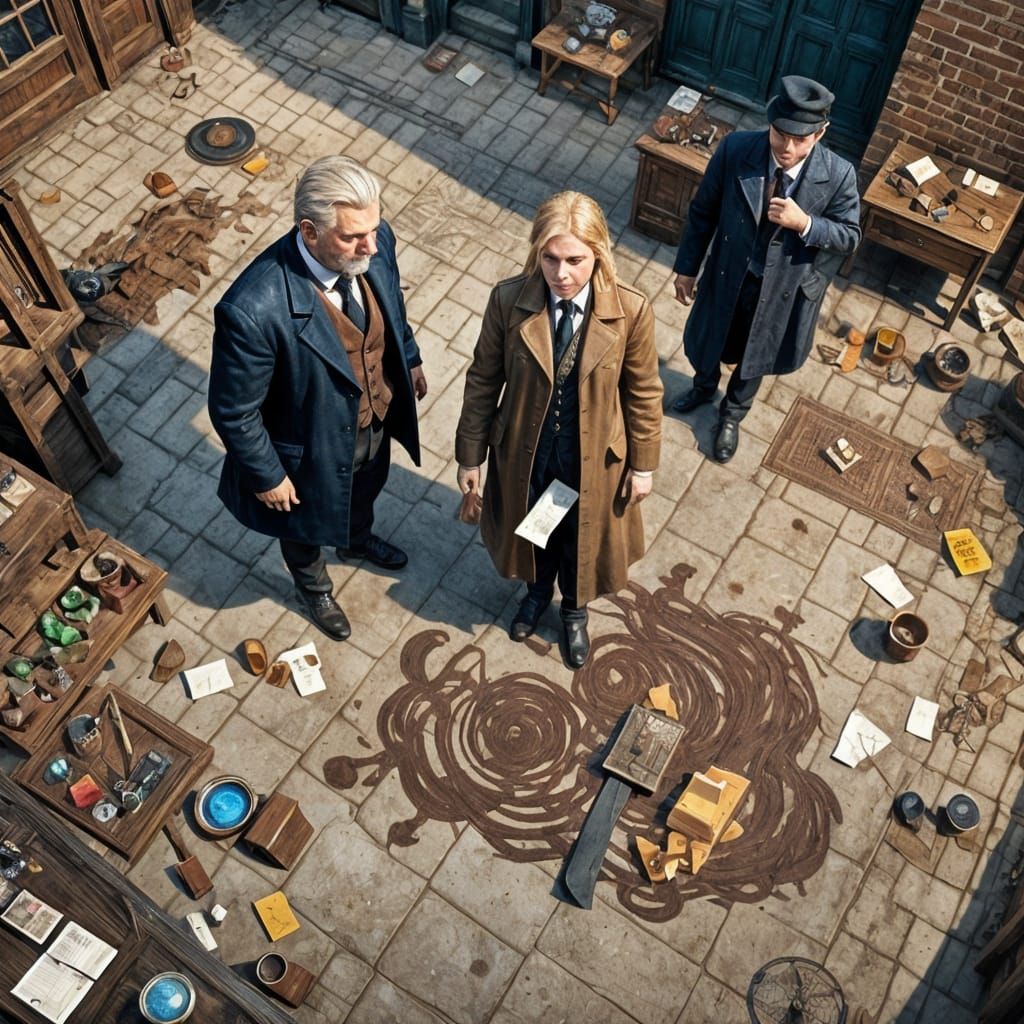 London Murders: Detective and Daughter in Detailed Painting