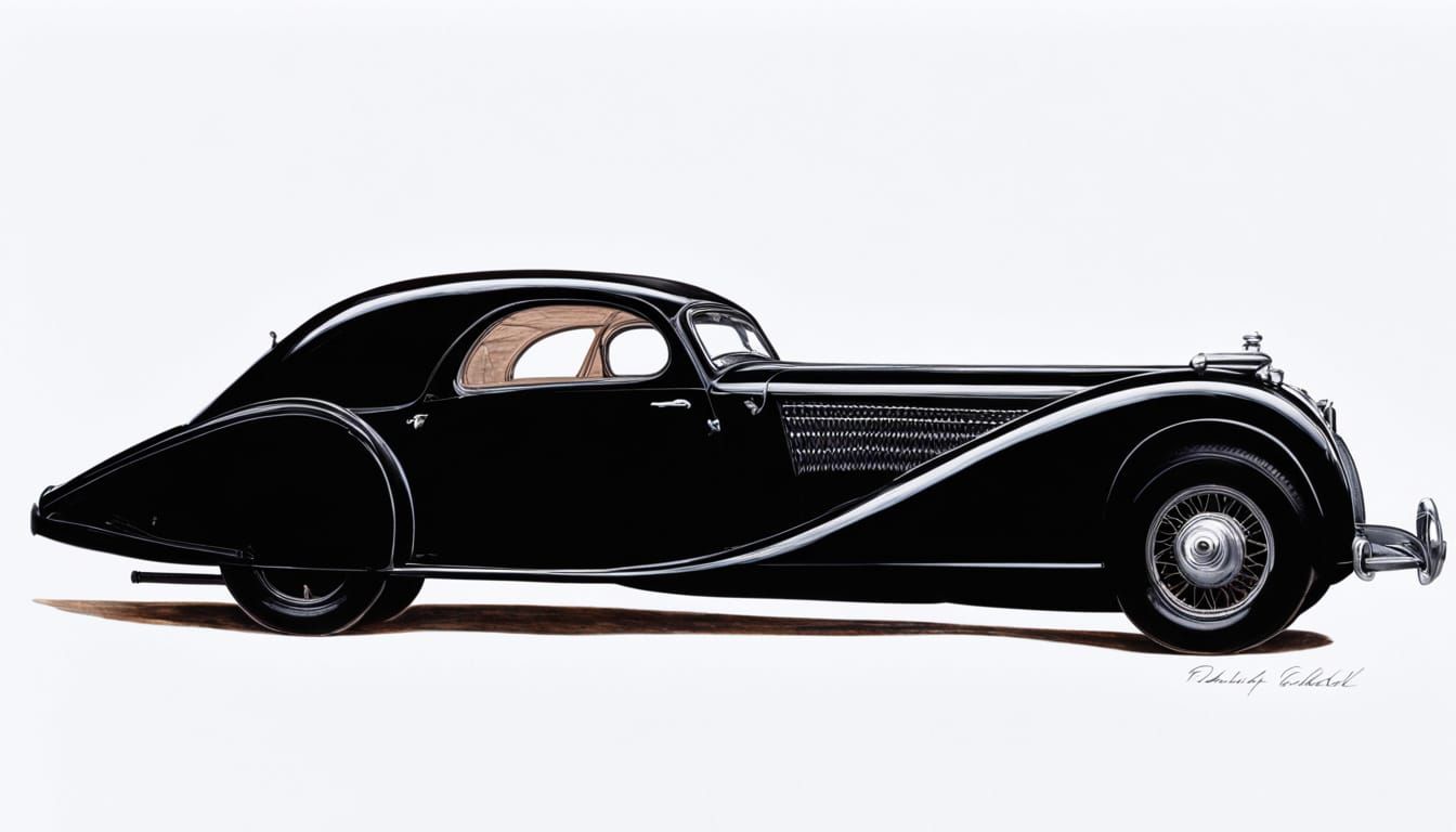 1938 Delage in Mystical Forest: Pre-Raphaelite Oil Painting