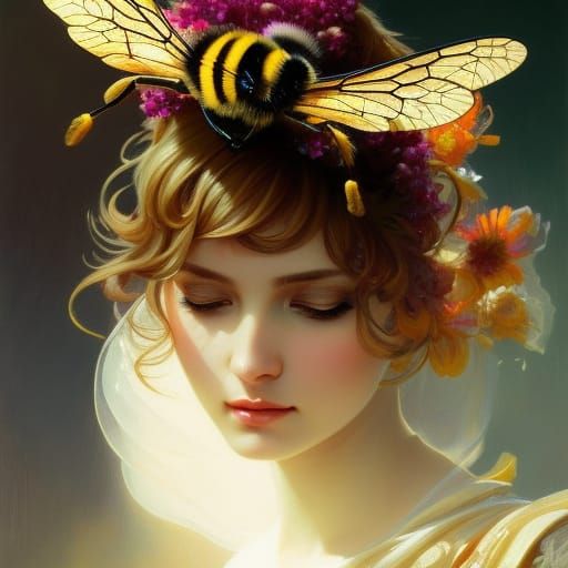 Hyperdetailed 3D Bee Portrait in Volumetric Lighting