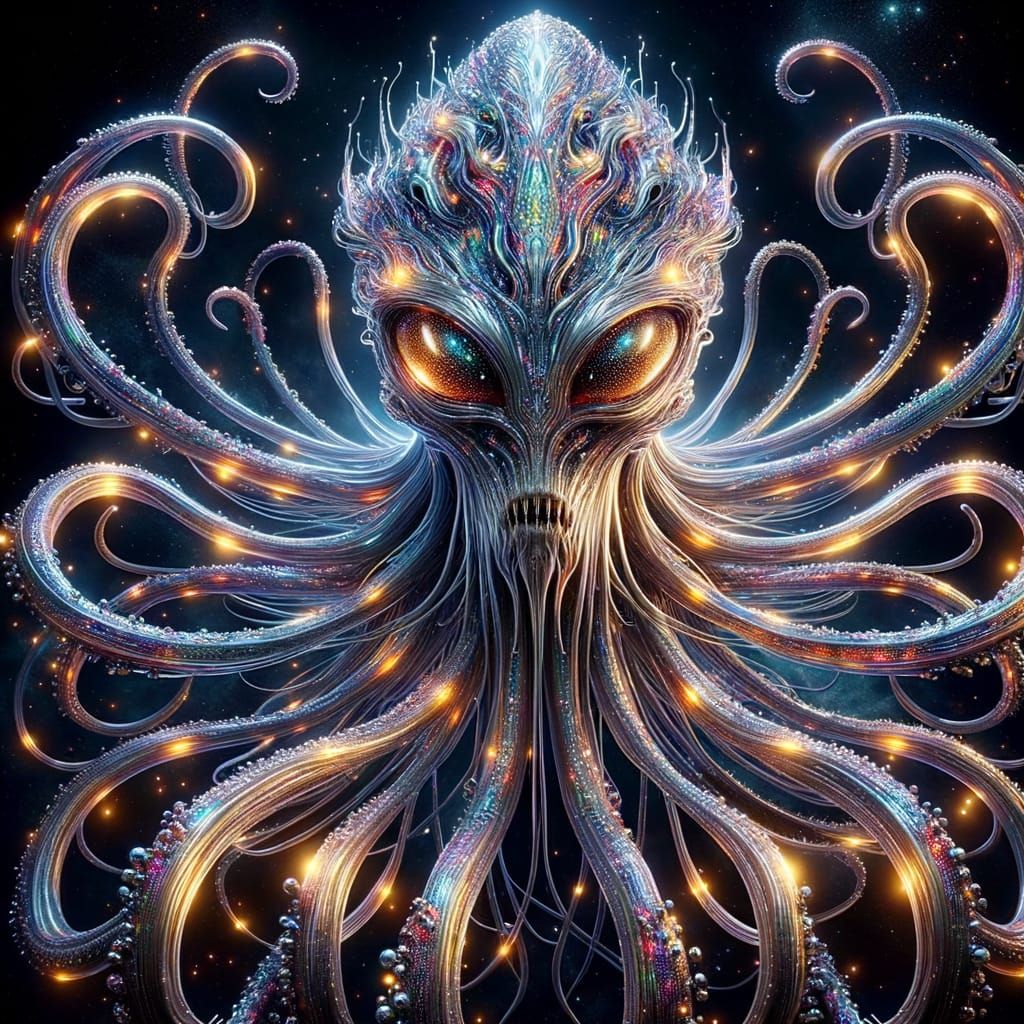 Sinister Tentacled Alien in Cosmic Horror Style
