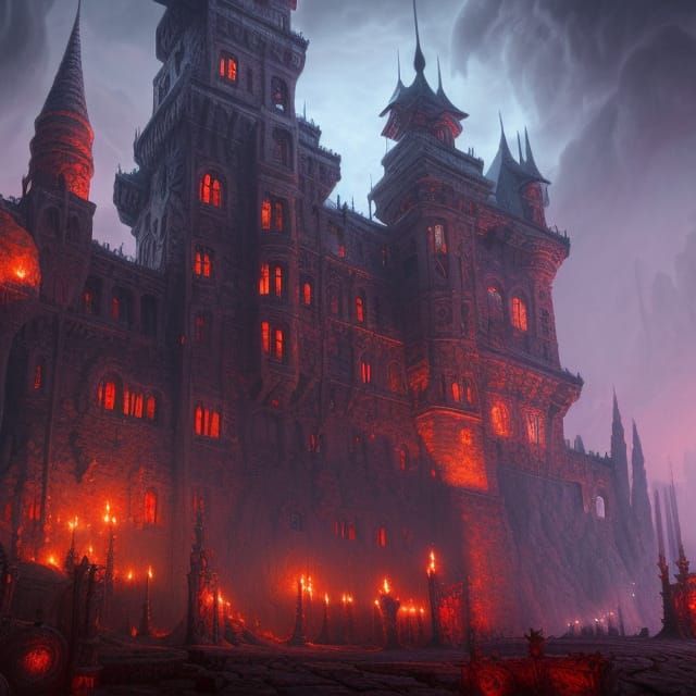 Detailed Matte Painting: Castle in Hell