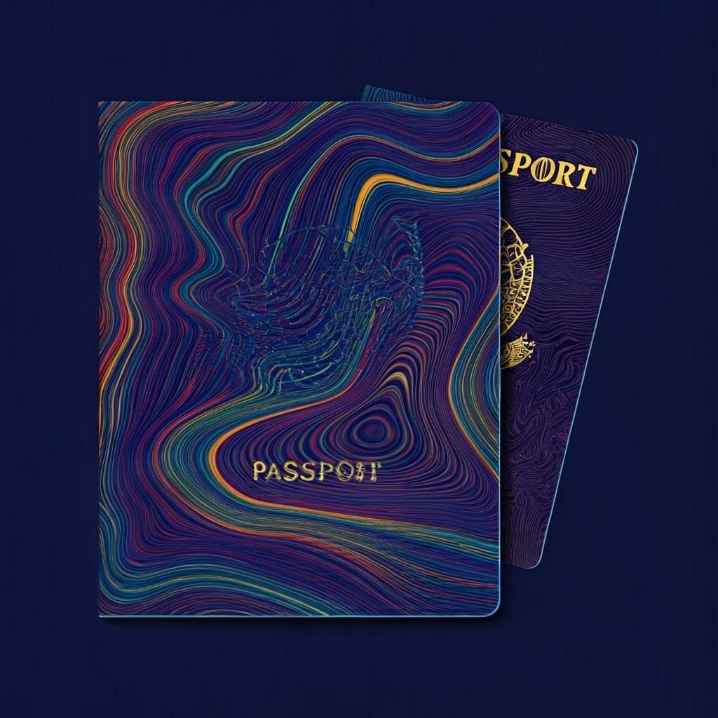 Surreal Passport Cover with Swirling Patterns