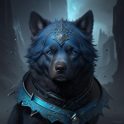 A Cute Dog with Sad Blue Eyes in Detailed Matte Painting