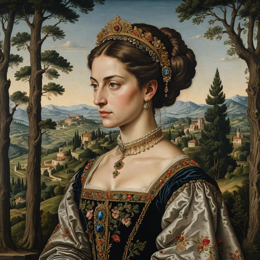 Italian Noblewoman Portrait in Renaissance Style