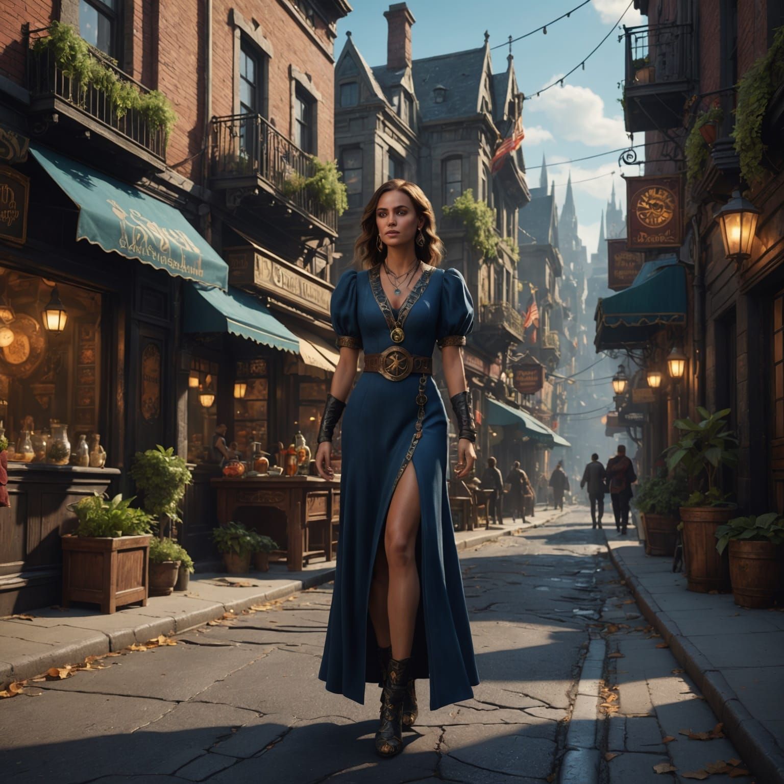 Detailed Matte Painting of a Woman Walking