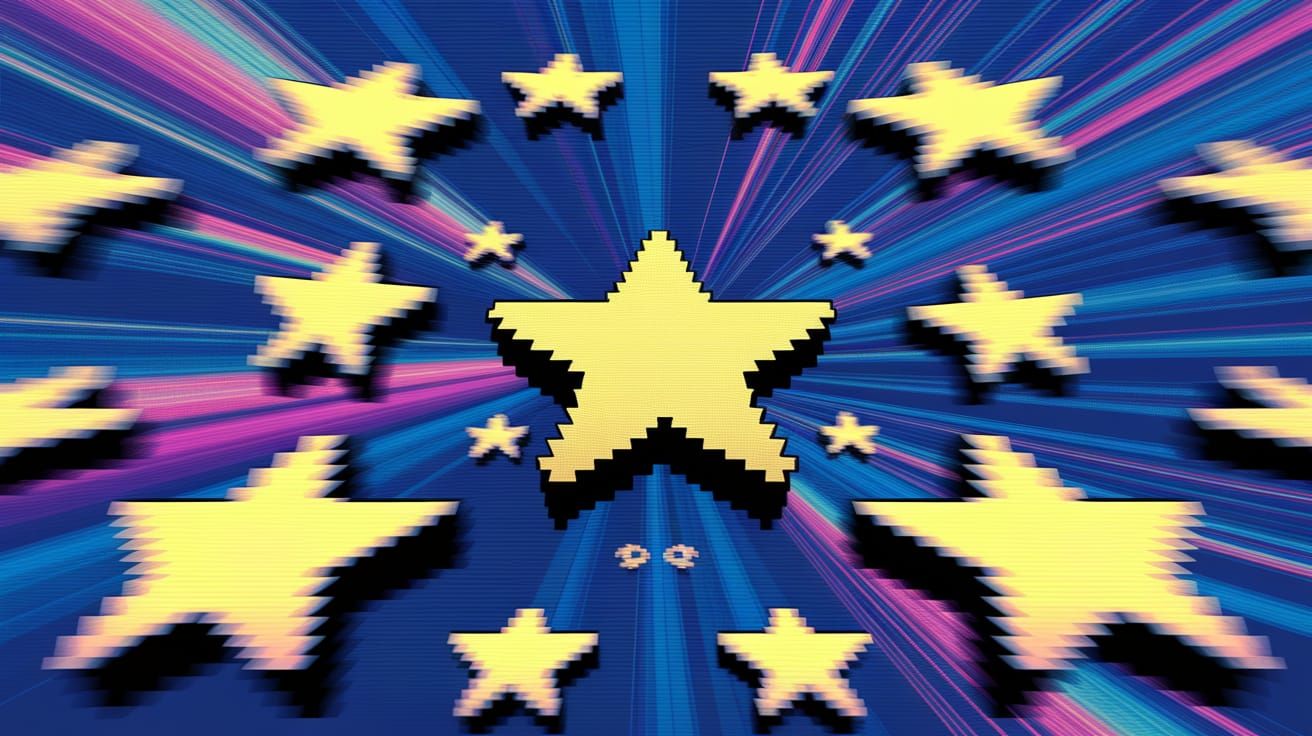 8-Bit Star Field in Vibrant Neon Hues