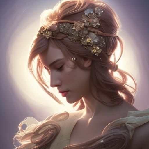 Libra Warrior Princess Portrait in Art Nouveau Style