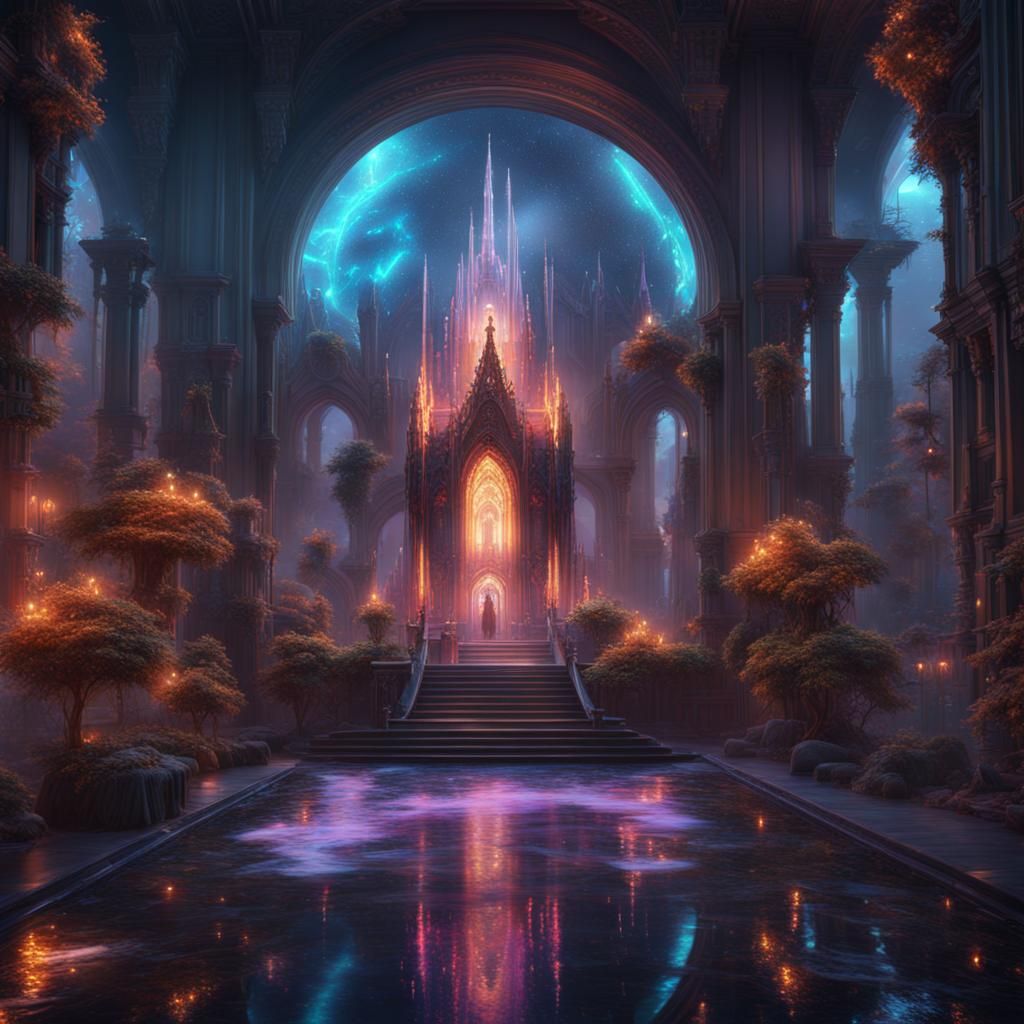 Bright Holographic Art in Detailed Matte Style