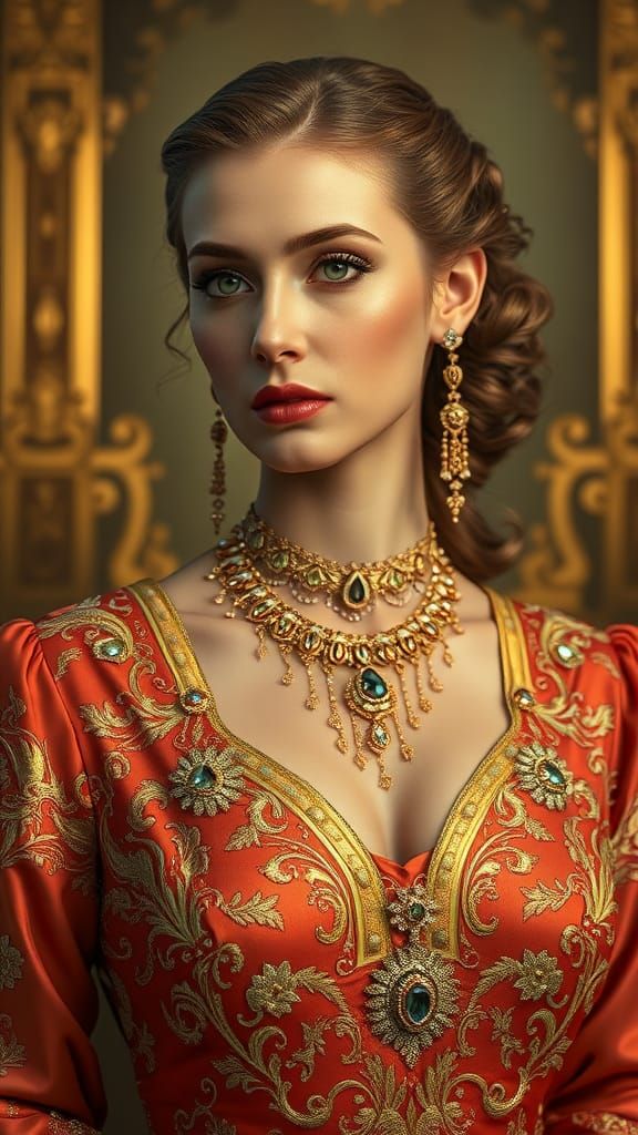 Hyperrealistic Portrait of a Regal Woman in Silk