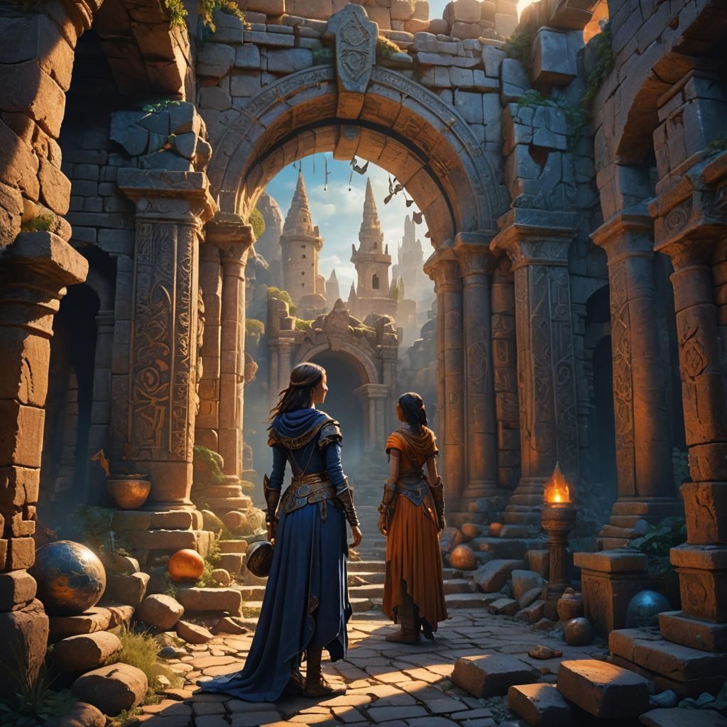 Sorceress in Ancient Ruins: Matte Painting