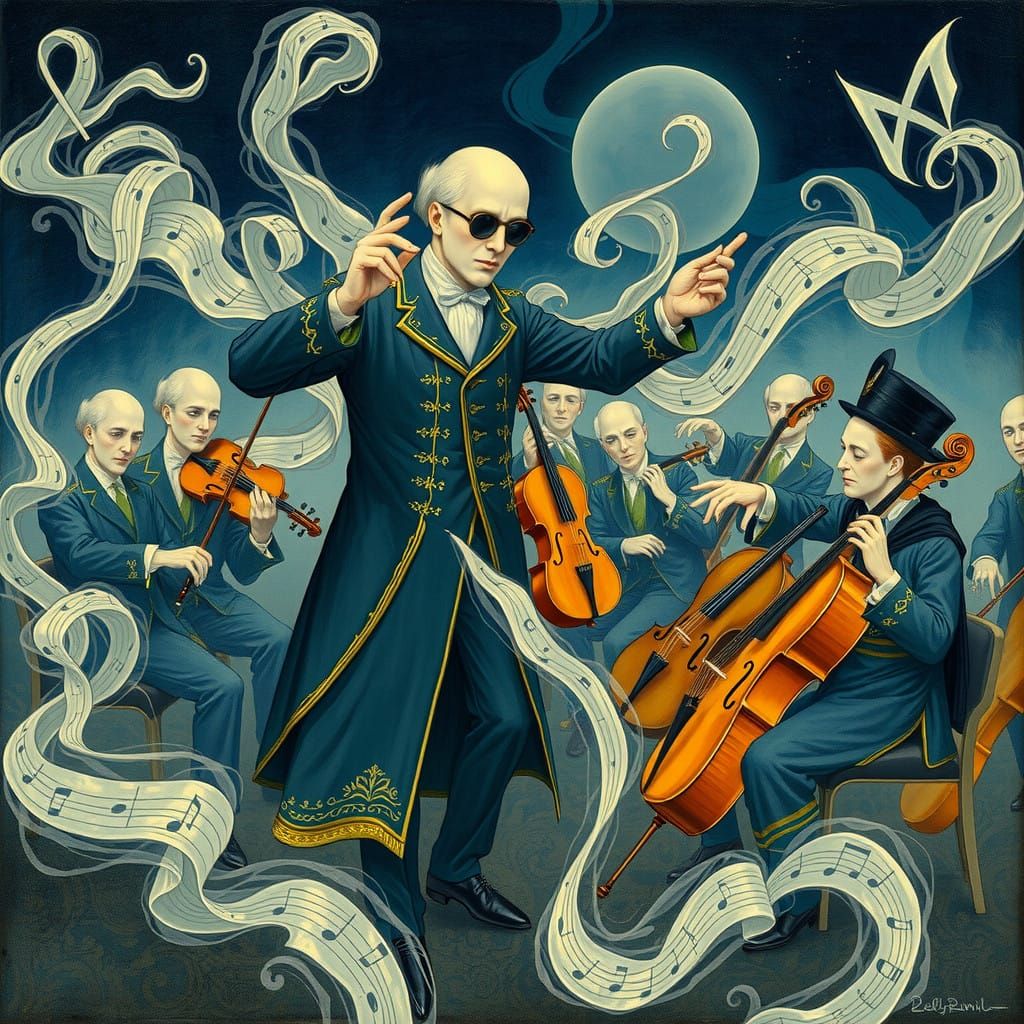 Ethereal Maestro in Opulent Blue and Gold