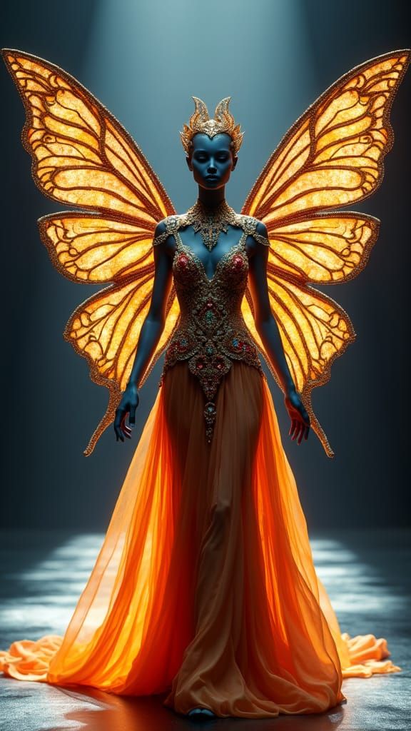 Regal Fairy Queen Struts Down Illuminated Runway in Hyper-Re...
