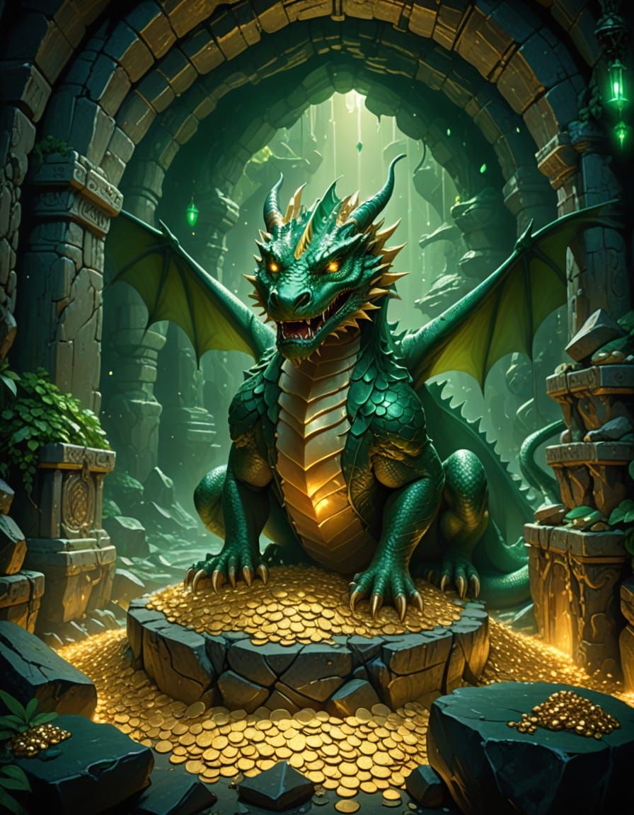 Emerald Dragon's Hoard in Cavern Chamber