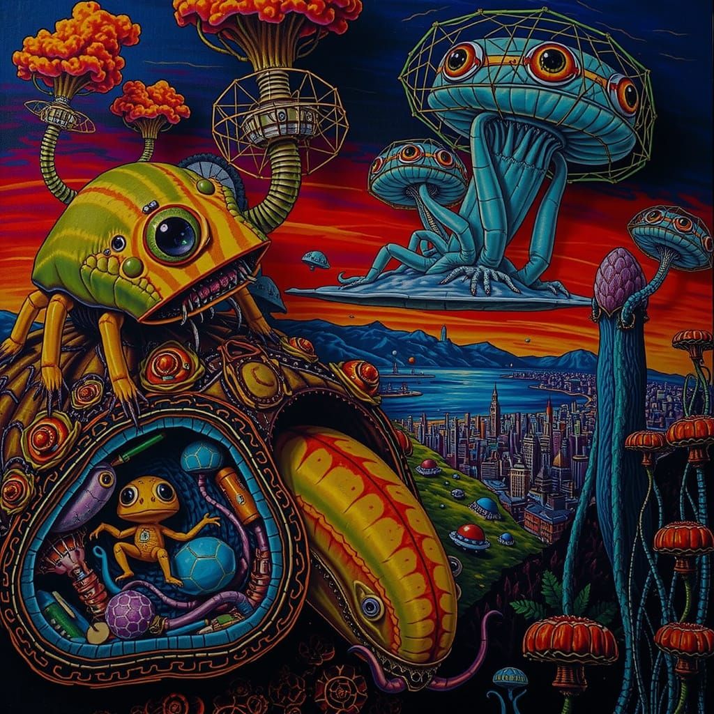 Vibrant Alien Ecosystem With Bizarre Creatures and Flora
