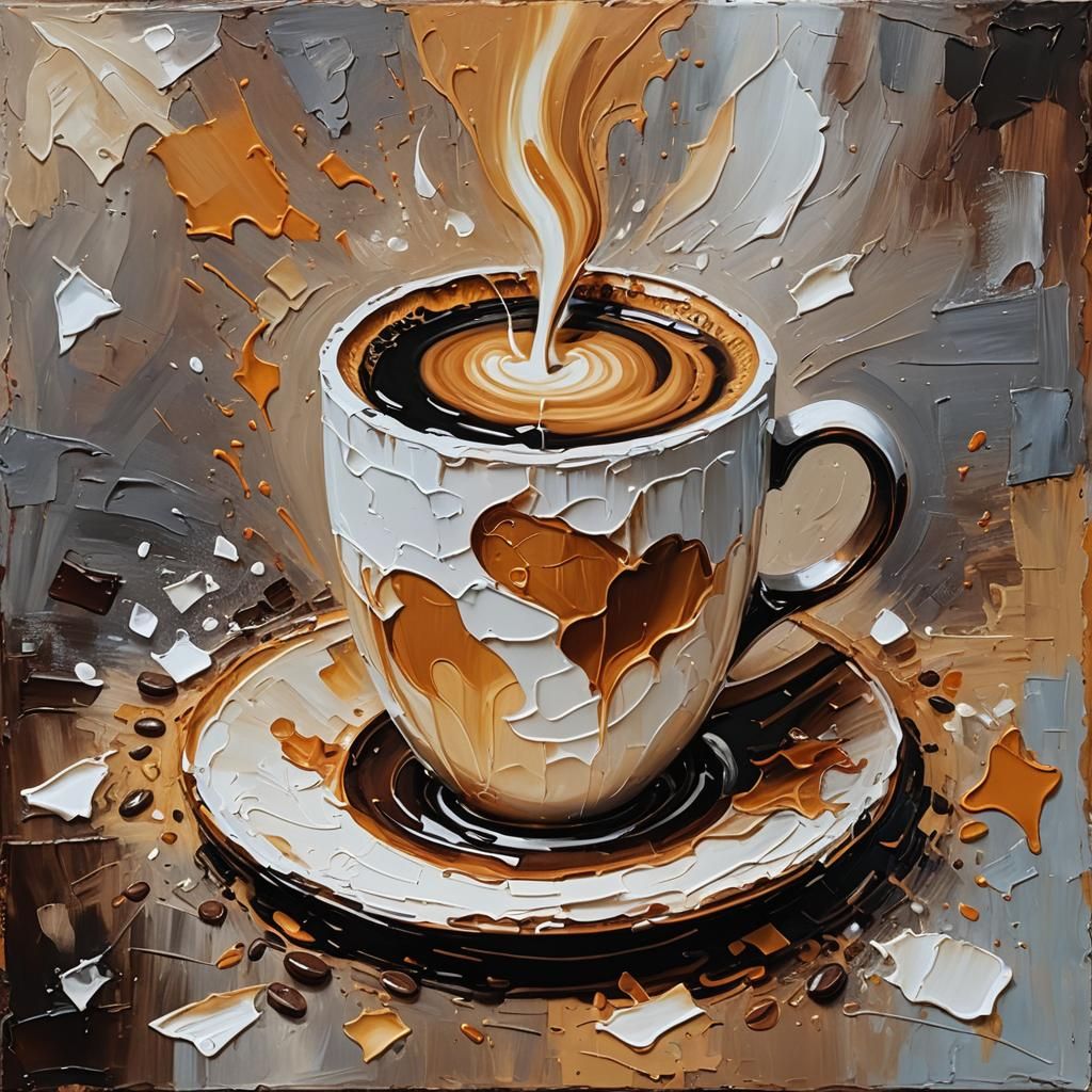 Magical Coffee Cup in Impasto Technique