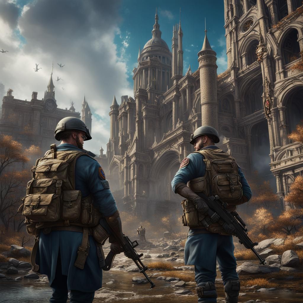 Detailed Matte Painting of Military Veterans