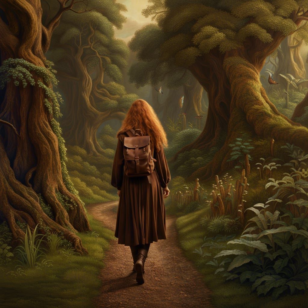 Dryad Walks to School: Pre-Raphaelite Matte Painting