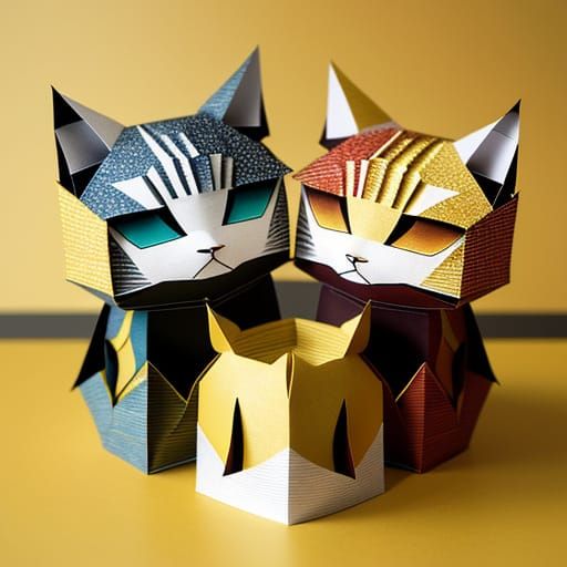 Kirigami Cats: Abstract Paper Art in Autumn Colors