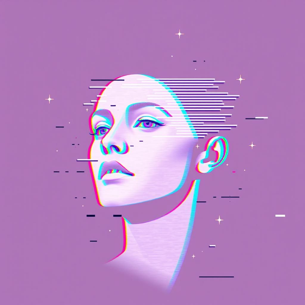 Abstract Constellation Glitch in Indigo Aesthetic