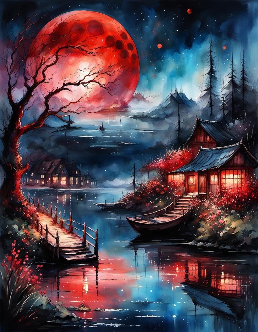 Epic Gateway with Ruby Sunset and Blood Moon