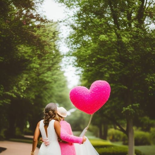Romantic Friendship: Women Holding Hands Under Rose Petals