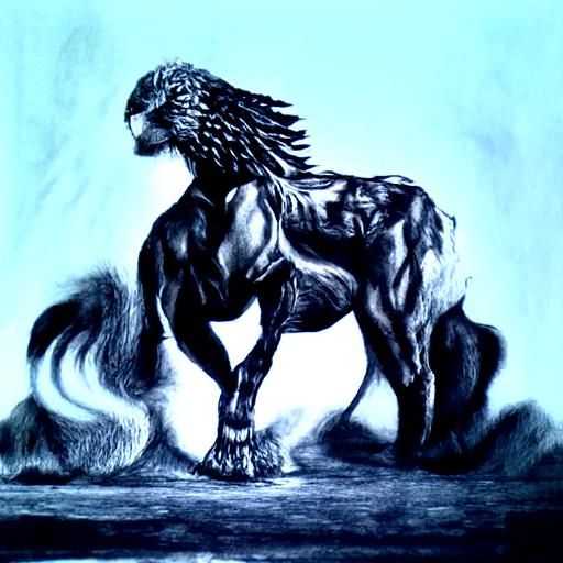 Hybrid Creature in Hyperdetailed Charcoal Drawing