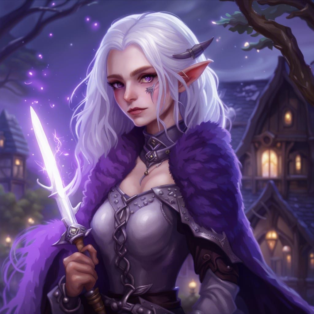 Sparkling Elf with Magic, Raven, and Cottagecore Style