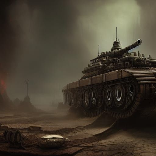 Ominous Eldritch Death Tank in Digital Matte Painting