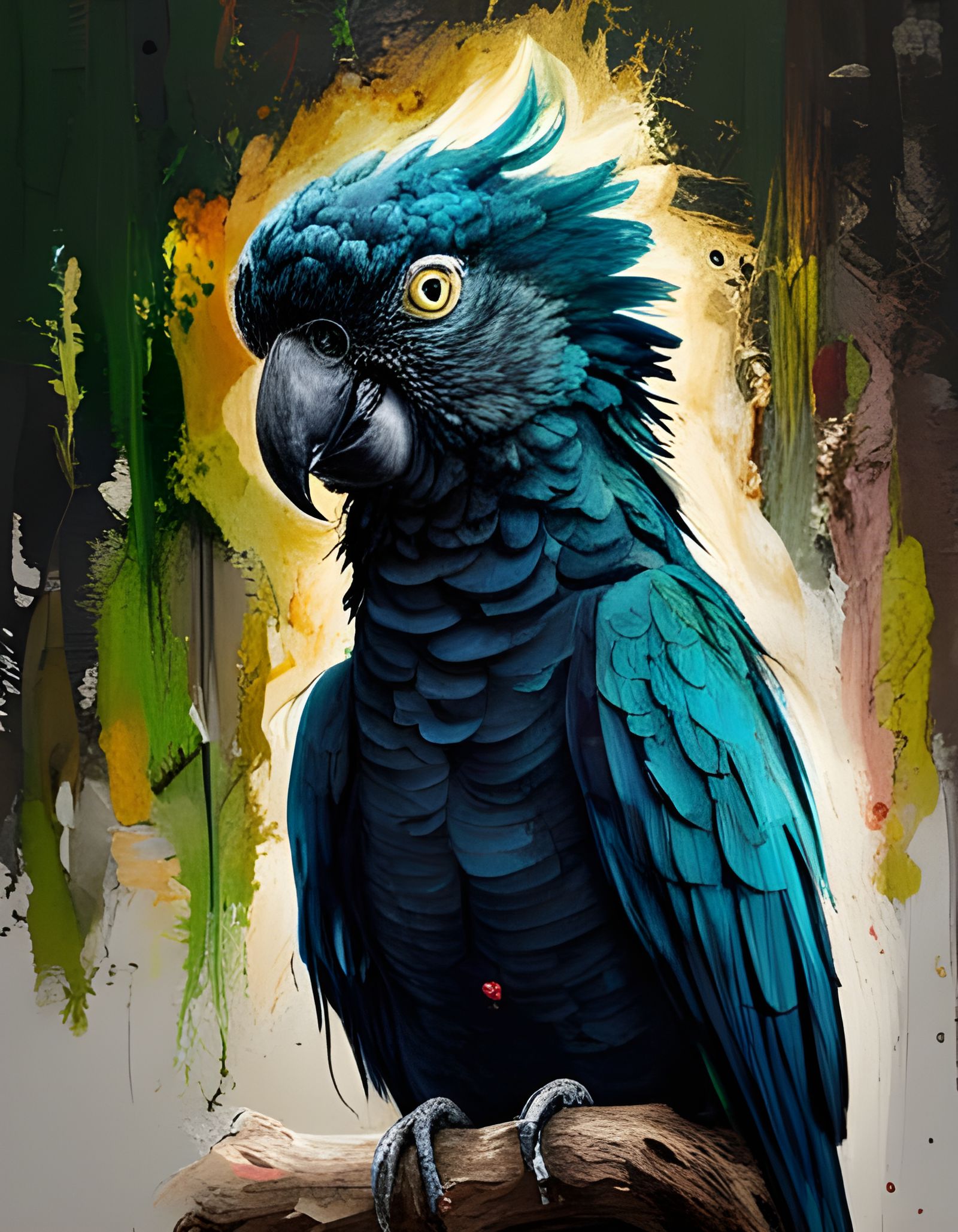 Detailed Black Cockatoo with Green Eyes