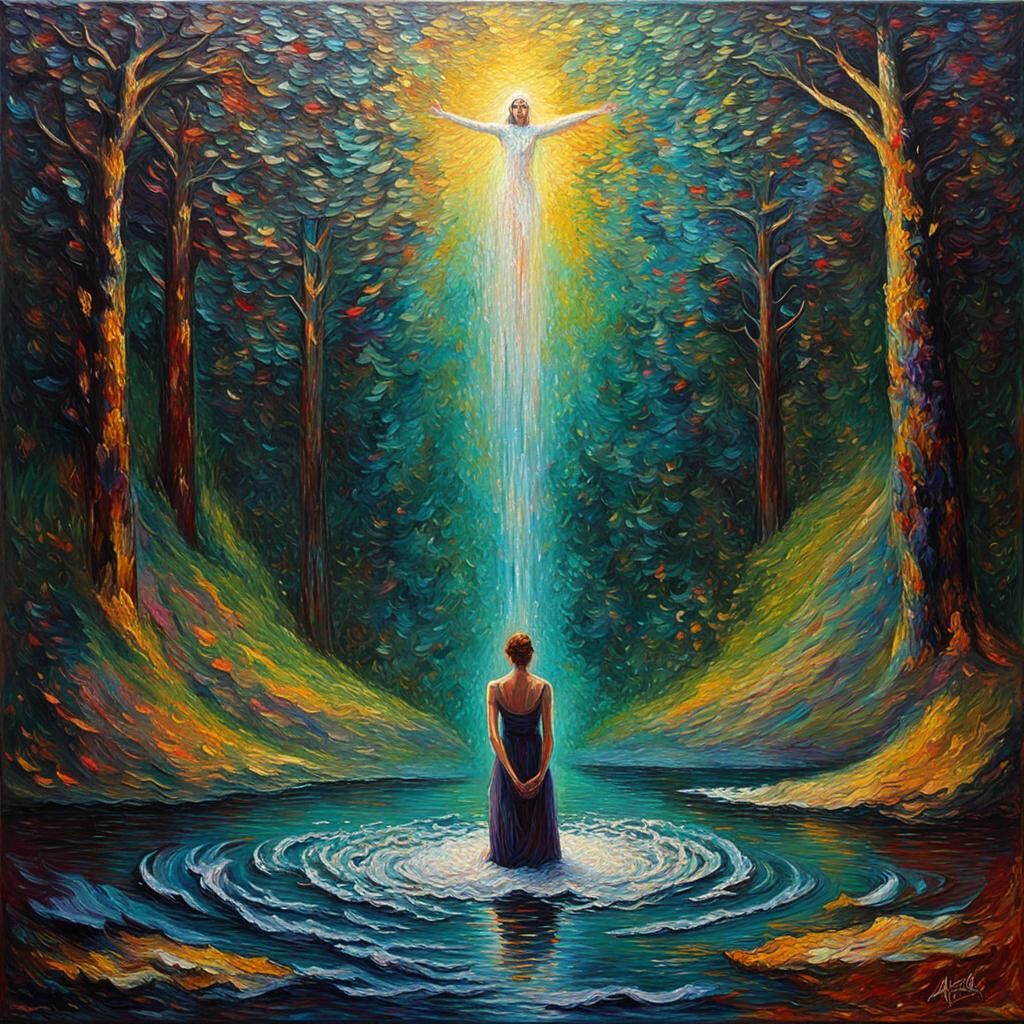 Astralblade: Neo-Impressionist Oil Painting with Thick Impas...