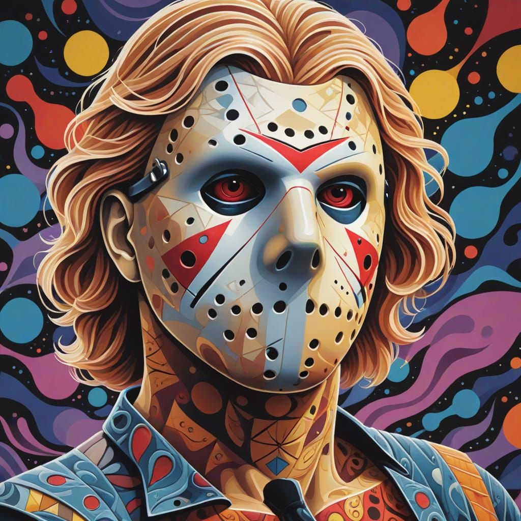 Abstract Fractal Art: Jason Voorhees Zentangle