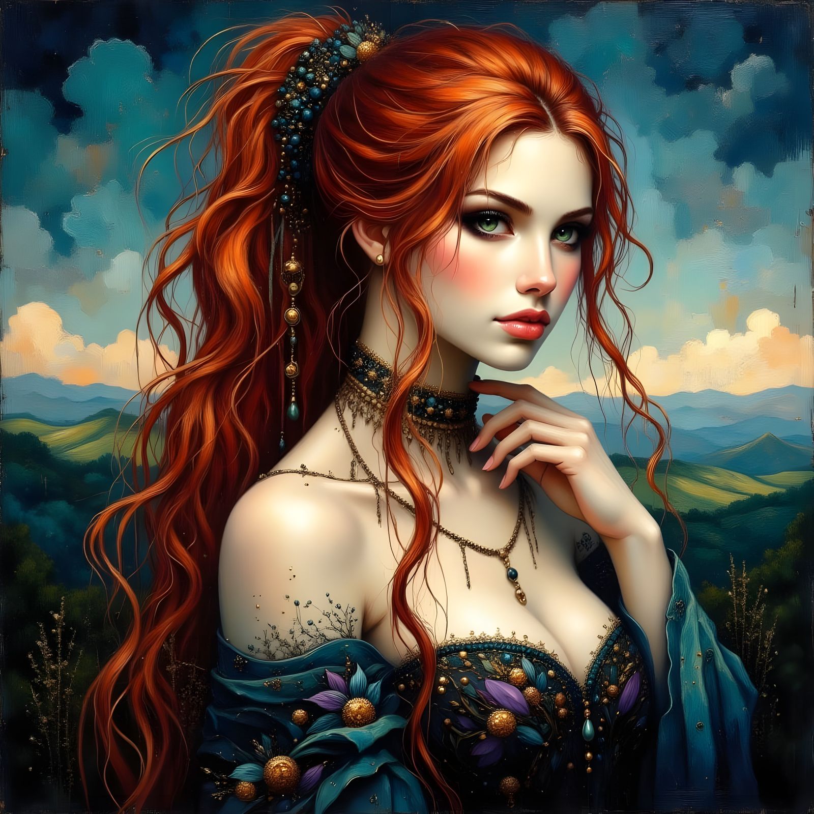 Norse Goddess of the Sun in Romantic Goth Style