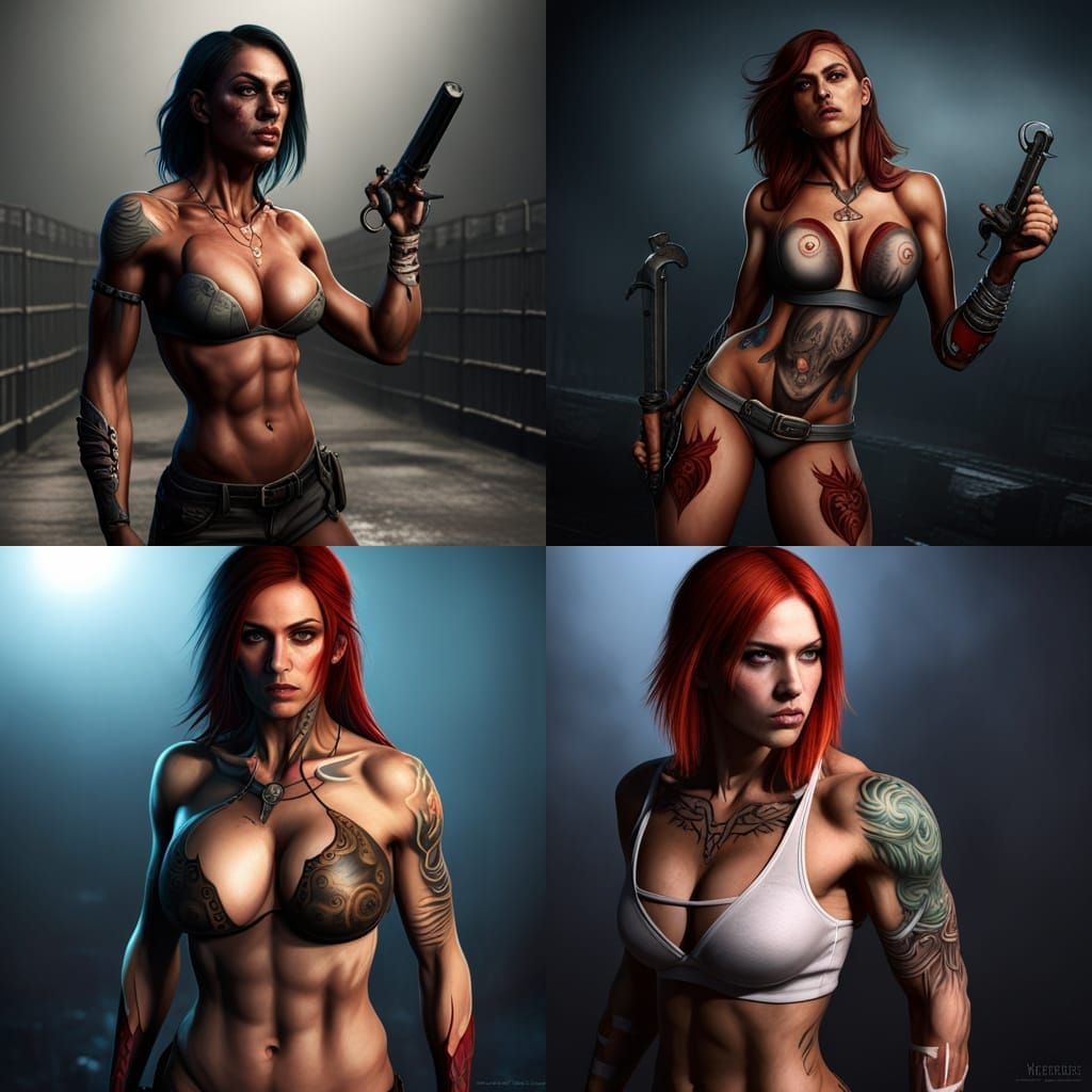 Muscle Girl with Russian Prison Gang Tattoos
