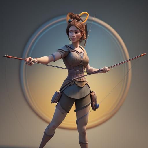 Archery Scene in Pixar-Style 3D Digital Art
