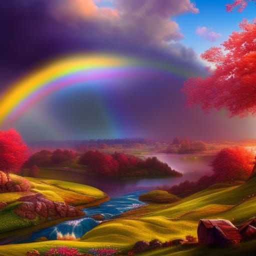 Rainbow Countryside: Fantastical Concept Art