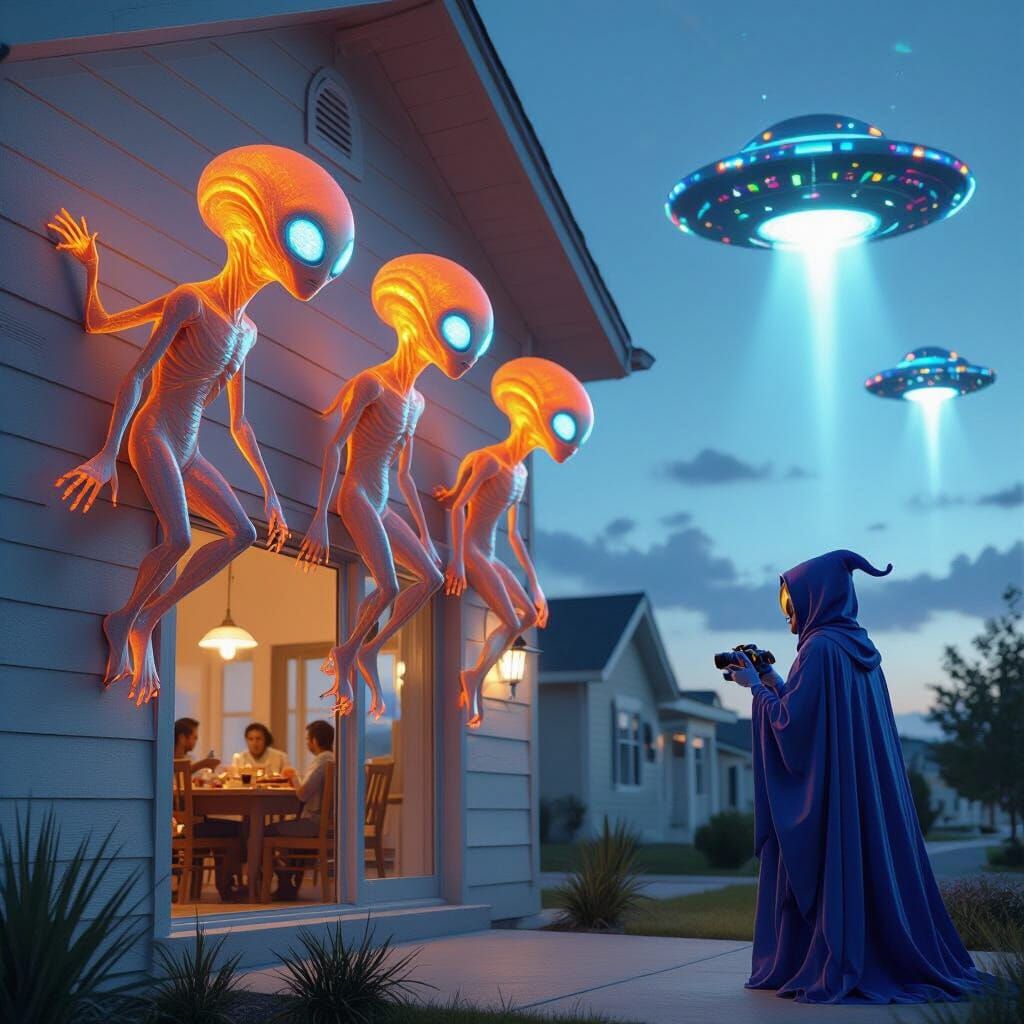 Photorealistic Aliens Invade Suburban Home