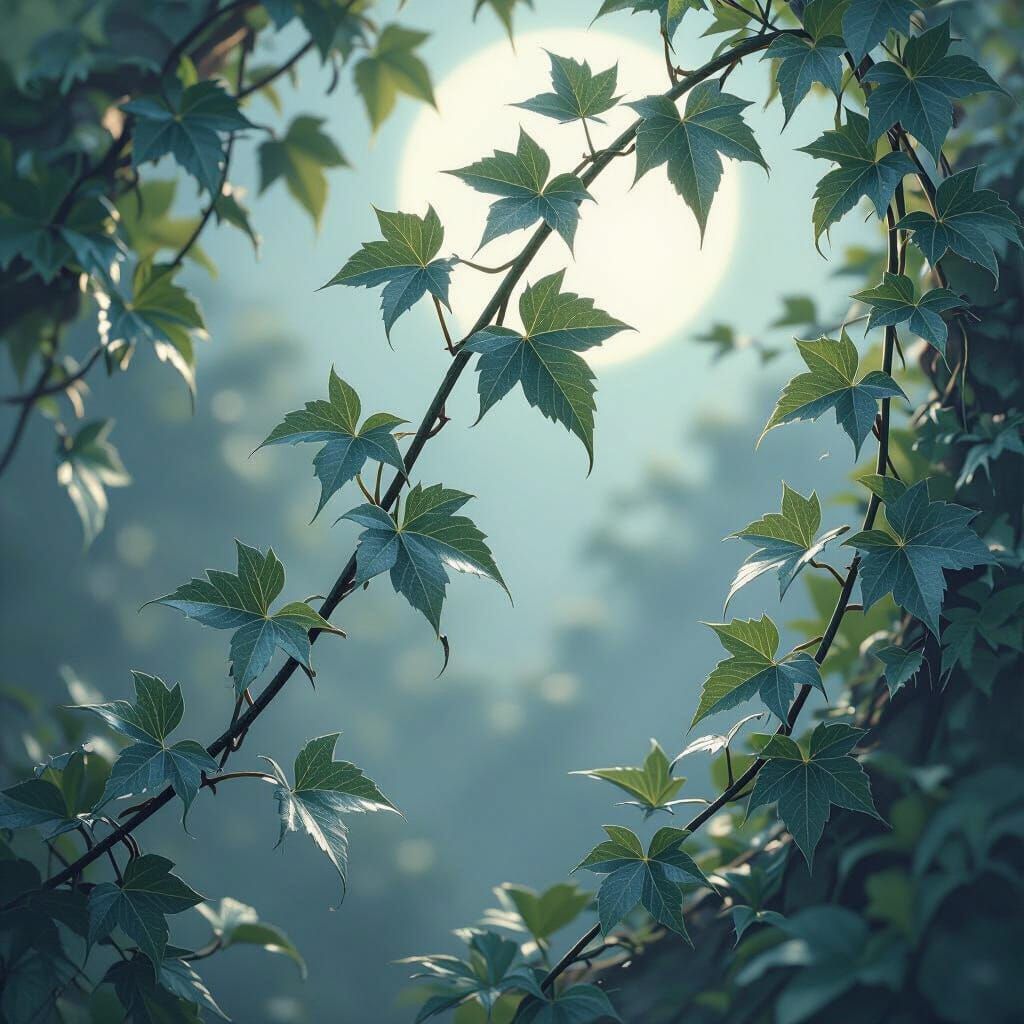 Shimmering Silverveil Ivy in Dark Fantasy Style